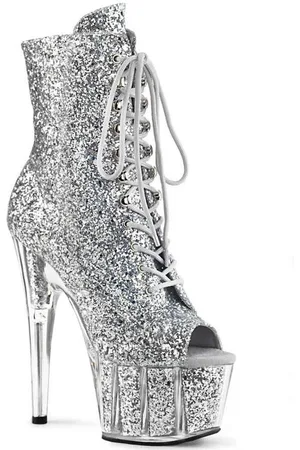 Pleaser ADORE-1021G Plateau Laarzen, Paaldans schoenen - Paaldans schoenen - 40 Shoes - Zilverkleurig