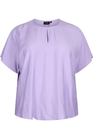 Zizzi VKAM S/S BLOUSE Dames Blouse - Purple - Maat M (46-48)