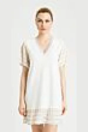 Twin-Set Twinset Effen nachthemd van fris katoen met inzetstukken van viscose met patroon M
