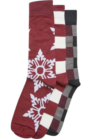 Urban classics Christmas Snowflakes 3-Pack Sokken - 39/42 - rood