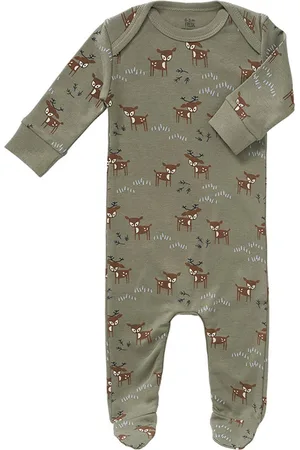 Fresk Pyjama met voetjes - Deer Olive - Maat 3-6 maanden