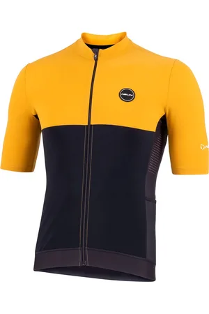 Nalini Heren Fietsshirt korte mouwen - wielrenshirt - SUN COVER JERSEY Black/Mustard - XXXL