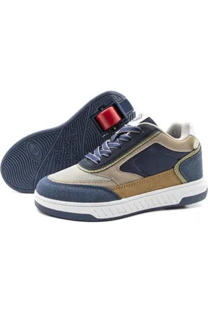 Breezy Rollers Kinder Sneakers met Wieltjes - Blauw/Beige - Schoenen met wieltjes - Rolschoenen - Maat: 37