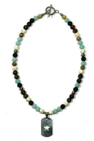 IBIZA MEN MENS JEWELLERY IbizaMen KIDS - natuursteen 6mm mn273 - lengte 36cm