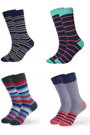 ASTRADAVI Socks Collection - Sokken - 4 Paar - Premium Katoenen Normale Sokken - 40/46 - Gestreept - , Groen, Oranje