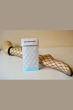 Merkloos Overknees - Net kousen - Aqua - Aqua Blue - Fishnet Overknees - Carnaval - Feest Artikel