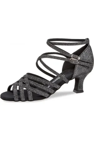 Diamant Dames Latin Dansschoenen 108-036-519 – Zwart/Zilver Glitter – 5 cm Hak – Maat 40,5
