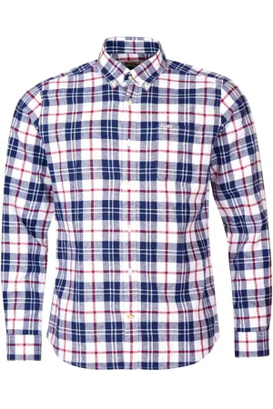 Barbour Overhemd Heren - Geruit Wit - Thorpe Tailored Shirt - Lange Mouw - XL