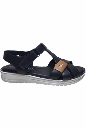 Merkloos Manlisa velcro 3 kruisjes platte lederen comfort sandalen S147-20-1725 wit mt 37