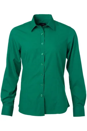 James & Nicholson James and Nicholson Dames/dames Poplin-shirt met lange mouwen