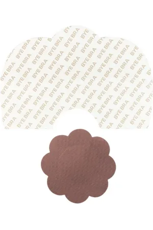 Bye Bra Breast Lift Tape + Satin Nipple Covers Brown F-H