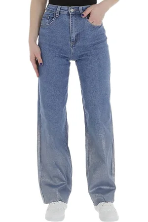 Merkloos Dames Jeans zilver coating