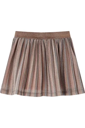 vidaXL Kinderrokje-geplooid-met-glitters-116-bruin-en-roze