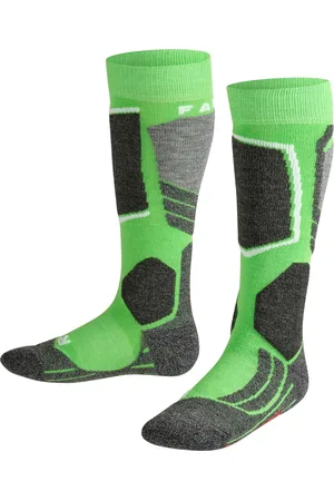 Falke SK2 Skisokken anti blaren, medium padding merinowol sportsokken kinderen groen - Maat 31-34