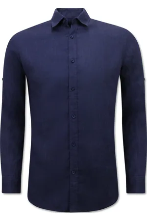 Enos Linnen Overhemd Heren - Regular Fit - Blanco - Donker