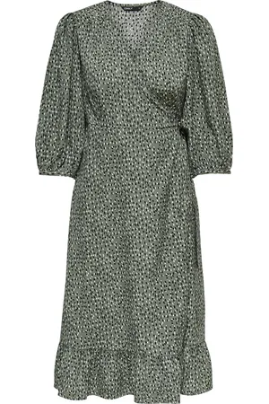 ONLY ONLOLIVIA 3/4 WRAP MIDI DRESS WVN Dames Jurk - Maat M