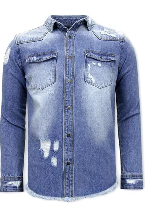 Enos Lange Spijkerblouse Ripped Heren - 9021