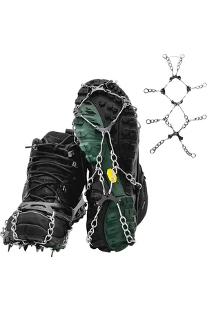 Merkloos Schoenspikes anti-slip gevaar. Helpt bij sneeuw en ijs. Ideale oplossing in de winter en zorgt voor veilig hardlopen, wandelen of zorgeloos wandelen in de sneeuw en op het ijs