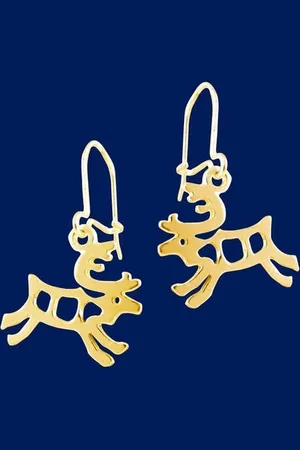AuBor Oorbellen, hang, Gouden rendier