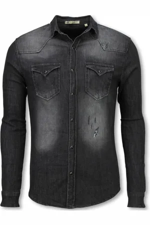 Enos Denim Overhemd - Slim Fit Lange Mouwen Heren - Washed