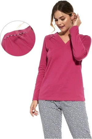 Cornette Katoenen Pyjama Dames Volwassenen Winter Pyama Lange Mouw Lange Broek Margaret 747/315 4XL