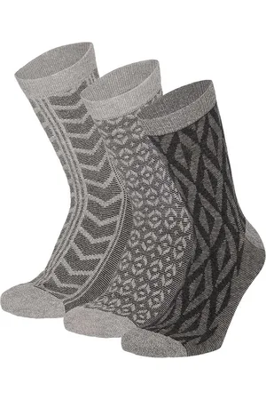 Apollo Dames fashion sokken met motief grijs-beige (2x3 paar) 35/42