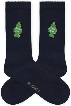 A-dam Happy Trees - Sportsokken - Sokken - Biologisch Katoen - Vegan - Heren en Dames - Donkerblauw - 36-40