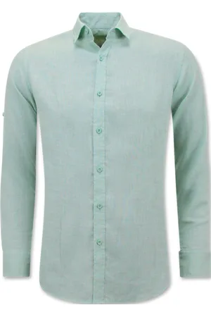 Enos Linnen Overhemd Heren - Regular Fit - Casual Blanco - Groen