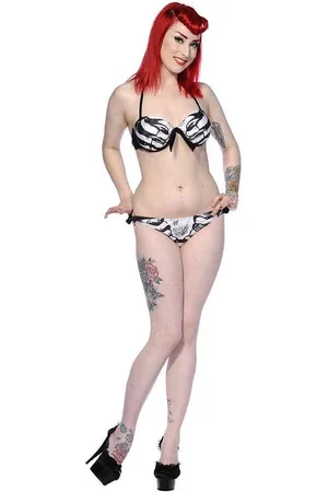Banned Retro Black Ribcage Bikinitop - L
