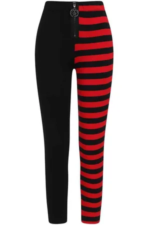 Banned Retro HALF BLACK HALF STRIPES Legging - XL