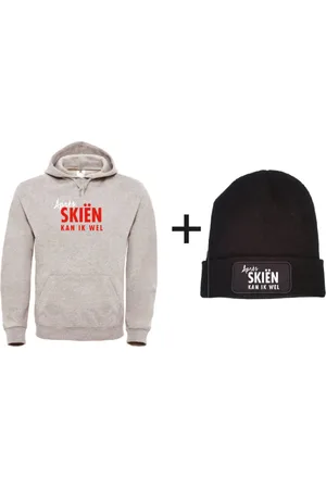 Merkloos Set wintersport hoodie M + muts - Après skiën kan ik wel - soBAD. | Foute apres ski outfit | kleding | verkleedkleren | wintersport beanie | wintersporttruien | wintersport dames en heren