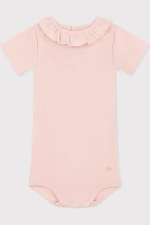 Petit Bateau Babybody met korte mouwen en kraagje van katoen Meisjes Rompertje - - Maat 74