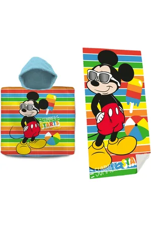 Disney Mickey Mouse Set bad cape/poncho en strand/badlaken - voor kinderen
