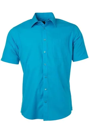 James & Nicholson James and Nicholson Herenshort Poplin Shirt met korte mouwen