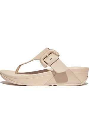 FitFlop Lulu Covered-Buckle Raw-Edge Leather Toe-Thongs - Maat 39