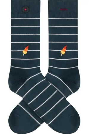A-dam Striped Rocket - Sokken - Sok - Biologisch Katoen - Vegan - Heren en Dames - Blauw - 36-40