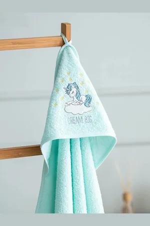 Merkloos Unicorn Handdoek Badstof Badcape - LCW HOME - Baby Badjas - Babyshower - Baby Omslagdoek - met geborduurde details voor babyjongen 75x75 cm