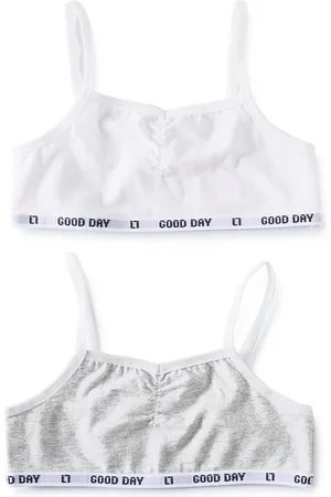 Little Label Meisjes bralette - 2 Stuks - Maat 122-128 - , Grijs - Zachte BIO Katoen