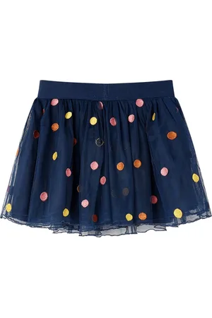 vidaXL Kinderrokje-met-tule-en-stippen-140-marineblauw