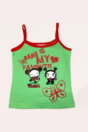 Disney Pucca spaghetti top groen-Maat 116