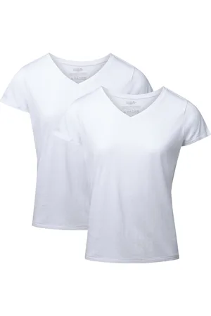 DANISH ENDURANCE T-Shirt - V-Hals - Dames - Wit - 2-pack - Maat L