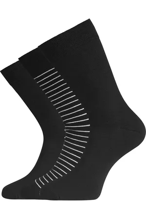 Bamboo Basics Comfortabel & Zijdezacht Beau - Bamboe Sokken (Multipack 3 stuks) Heren / Dames - Zwart Gestreept - 35-40