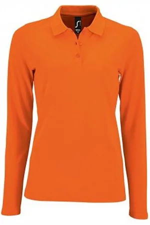 AWDis SOLS Dames/dames Perfecte Lange Mouw Pique Polo Shirt