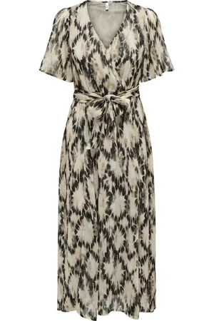 ONLY ONLELENA LIFE S/S WRAP MIDI DRESS PTM Dames Jurk - Maat S