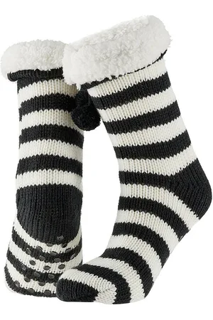 Apollo Dames huissokken/slofsokken - /wit gestreept - maat 36-41 - Anti-slip