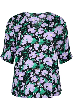 Zizzi VBELLA, 1/2, BLOUSE Dames Blouse - Black - Maat L (50-52)