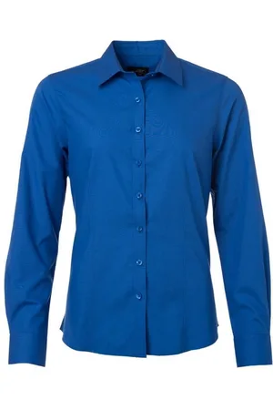 James & Nicholson James and Nicholson Dames/dames Poplin-shirt met lange mouwen