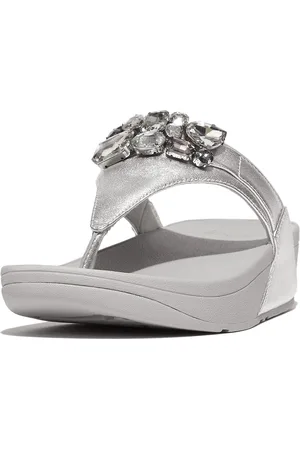FitFlop Lulu Jewel-Deluxe Metallic-Leather Toe-Thongs - Maat 40