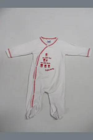 Dirkje Pyjama, katoen , unie, wit met rood , 0 maand 50