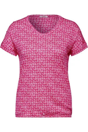 CECIL TOS Button T-shirt With Minimal print Dames T-shirt - - Maat XXL